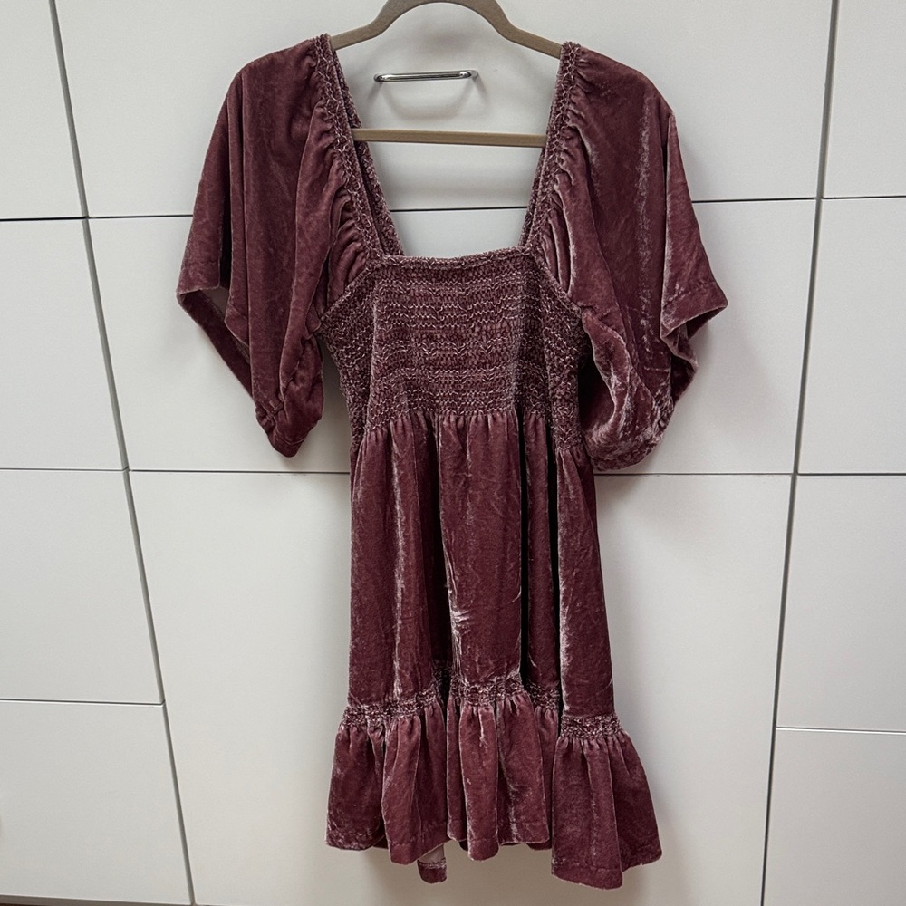 FP Movement by Free People Velvet Dress in Mauve Purple
